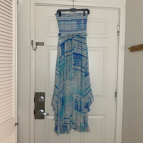 ROCOCO SAND Celine Maxi Dress in Blue Metallic Tie Dye Size Small - Picture 6 of 9